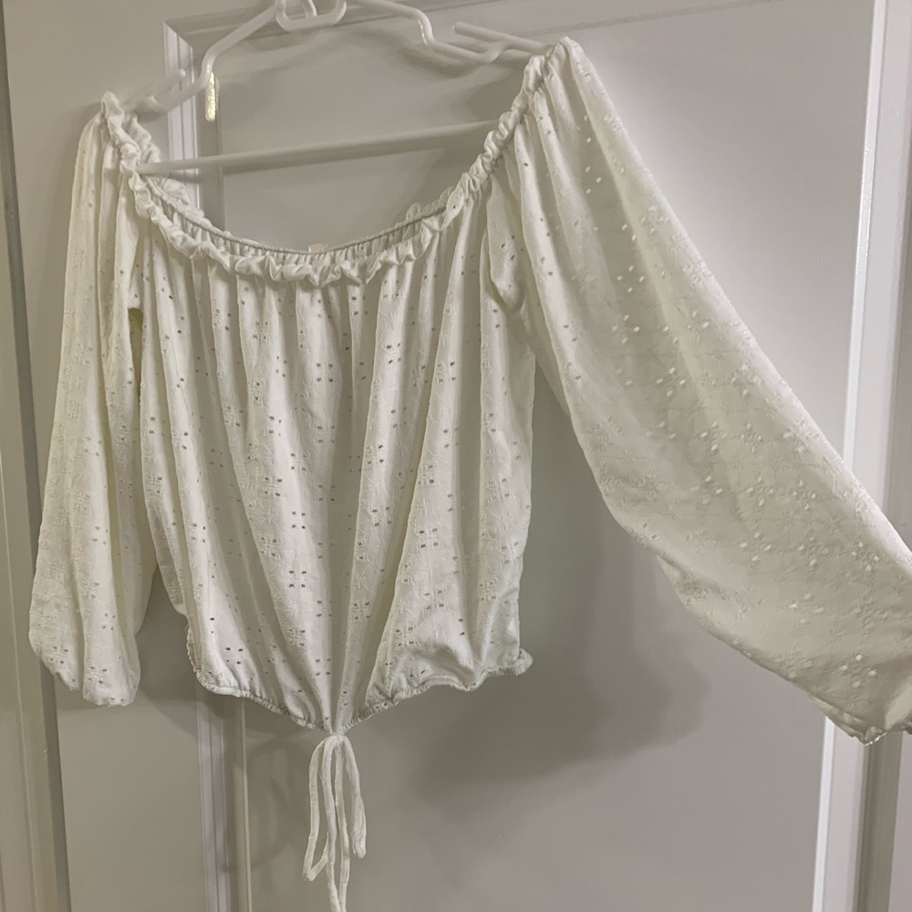 White off the shoulder long sleeve top